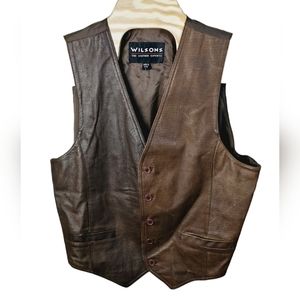 WILSONS Leather Vest Large Brown The Leather‎ Experts 2 Pocket Biker Motorcycle